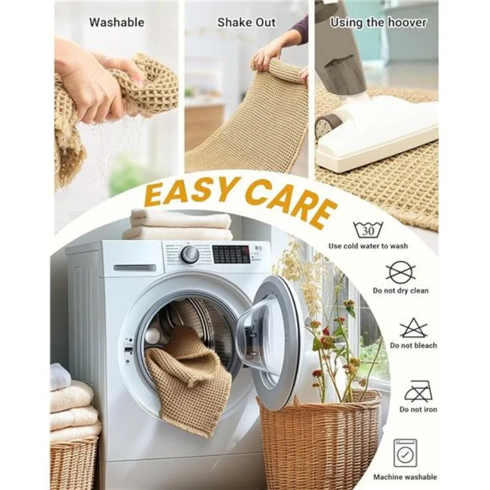 Large Waffle Bath Mat Set, Non Slip Bath Rug Set, Ultra Absorbent Bath Mats